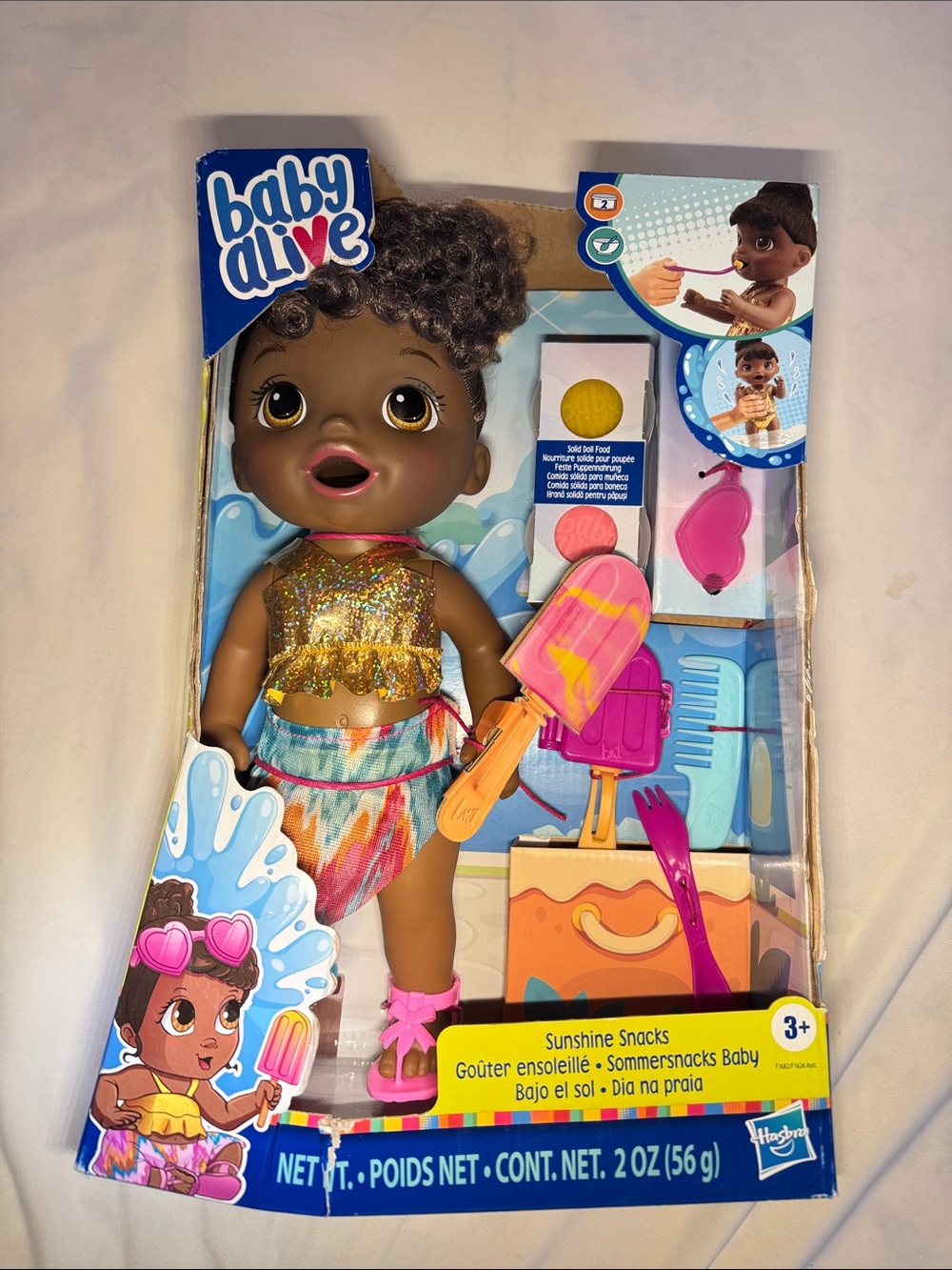 Sunshine Snacks Black Baby Doll with Pink & Gold Outfit
